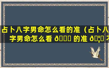 占卜八字男命怎么看的准（占卜八字男命怎么看 🐝 的准 🦅 不准）